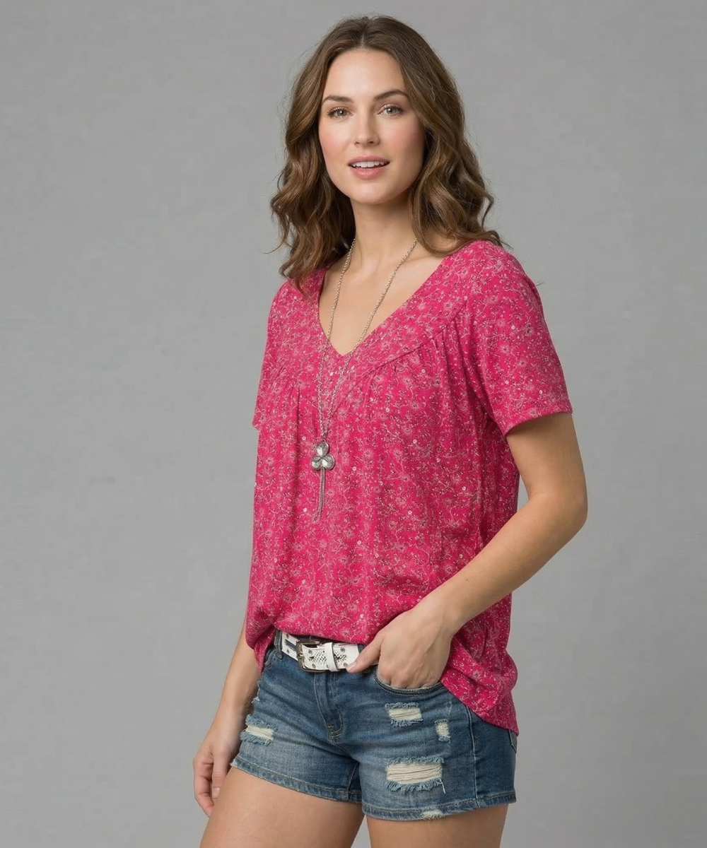 Van Beeck Amsterdam® | T-shirt Flora met V-hals