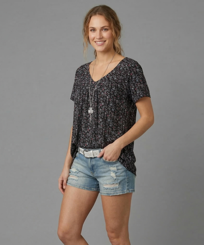 Van Beeck Amsterdam® | T-shirt Flora met V-hals