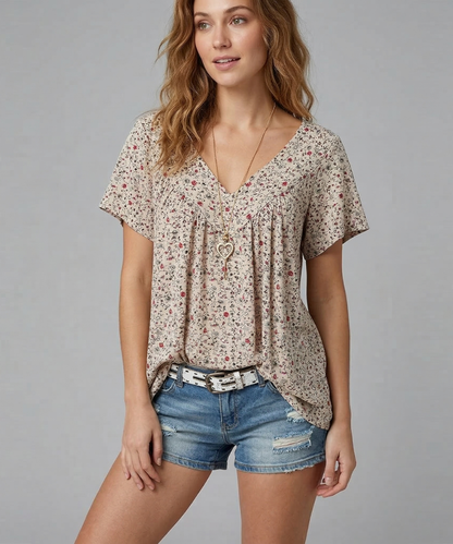 Van Beeck Amsterdam® | T-shirt Flora met V-hals