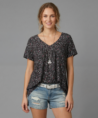 Van Beeck Amsterdam® | T-shirt Flora met V-hals