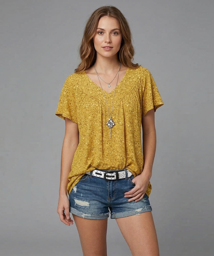 Van Beeck Amsterdam® | T-shirt Flora met V-hals