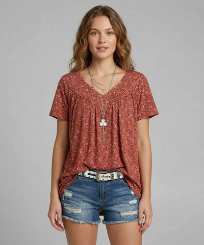 Van Beeck Amsterdam® | T-shirt Flora met V-hals