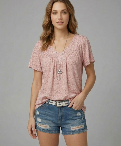 Van Beeck Amsterdam® | T-shirt Flora met V-hals