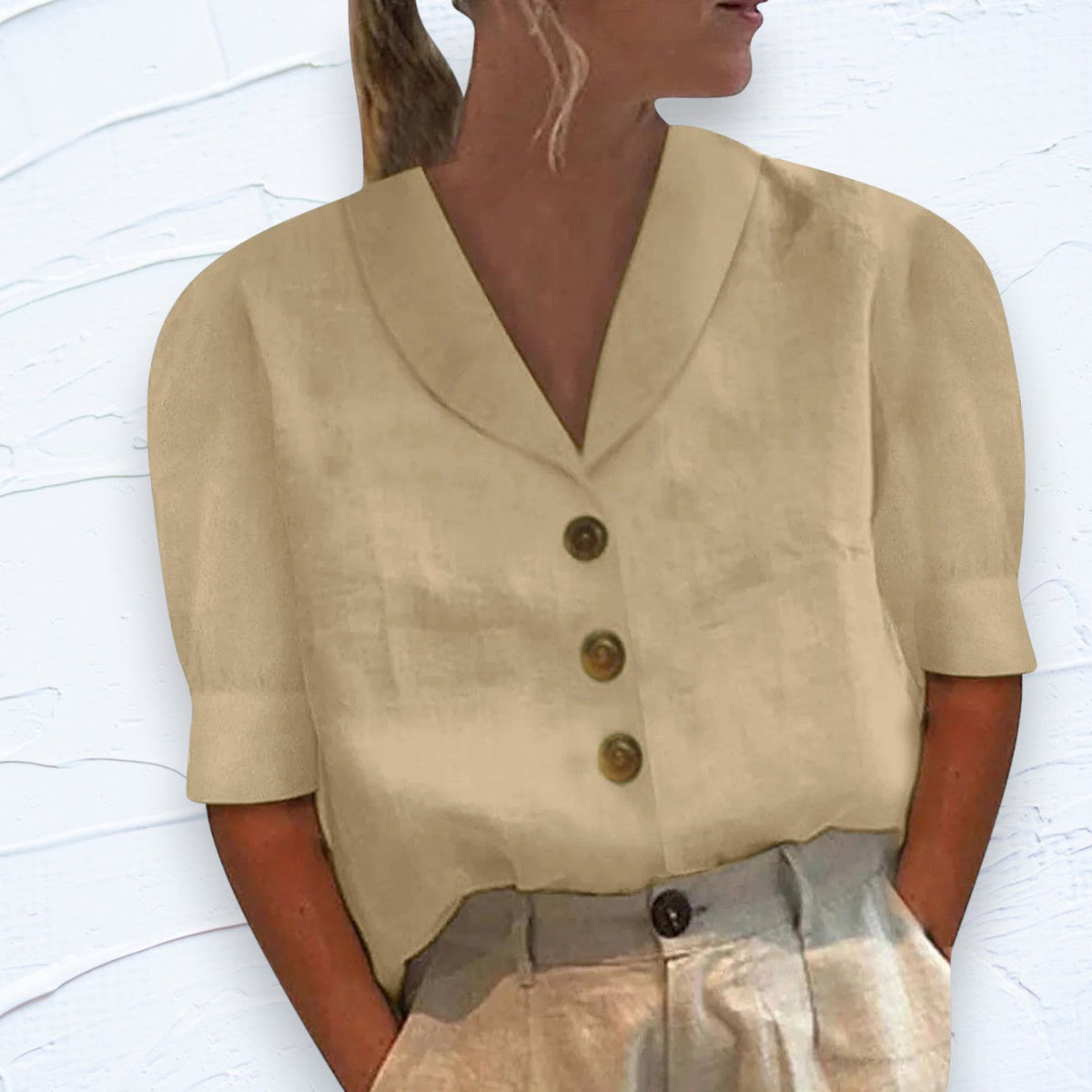 Van Beeck Amsterdam® | Knopblouse met Geknoopte Voorkant