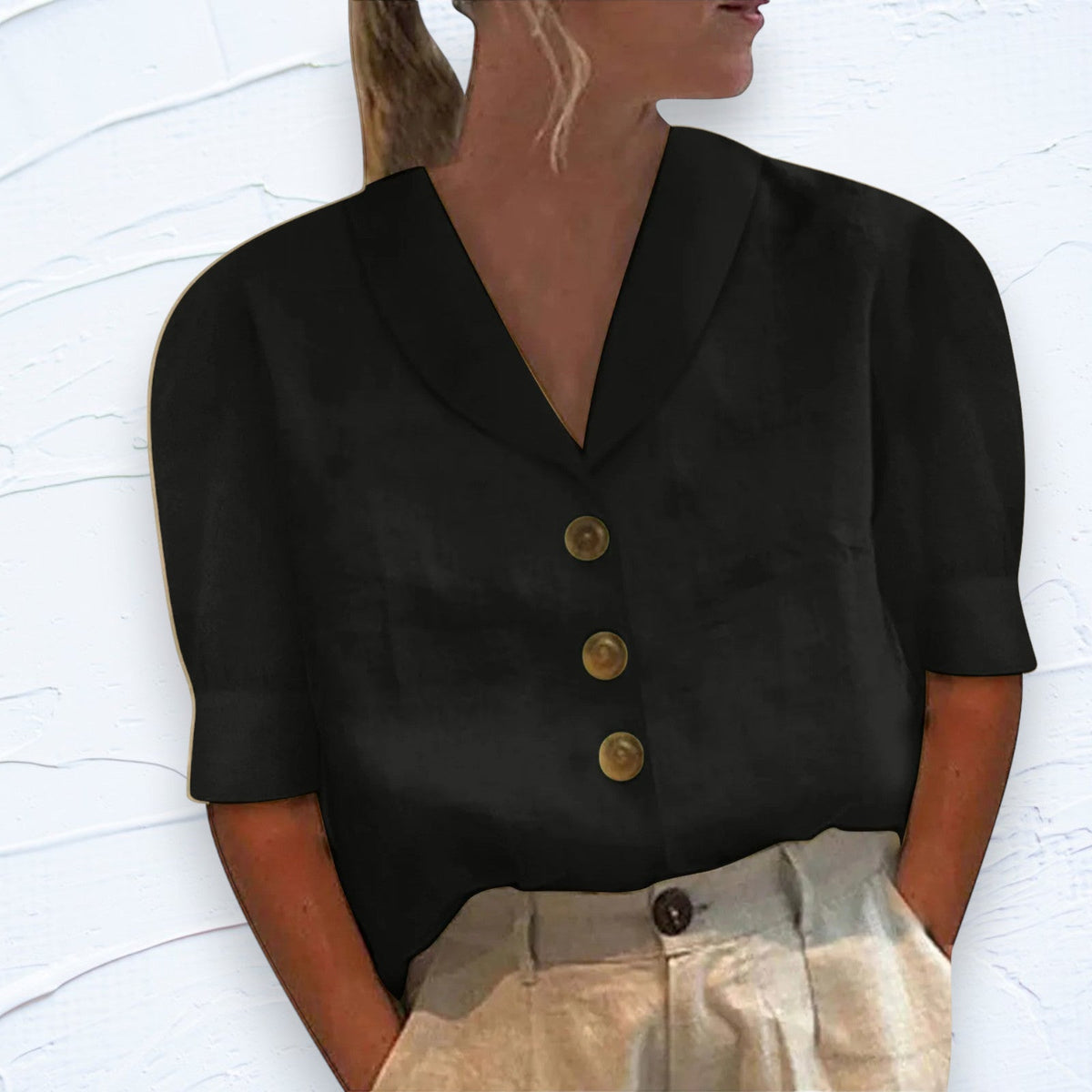 Van Beeck Amsterdam® | Knopblouse met Geknoopte Voorkant