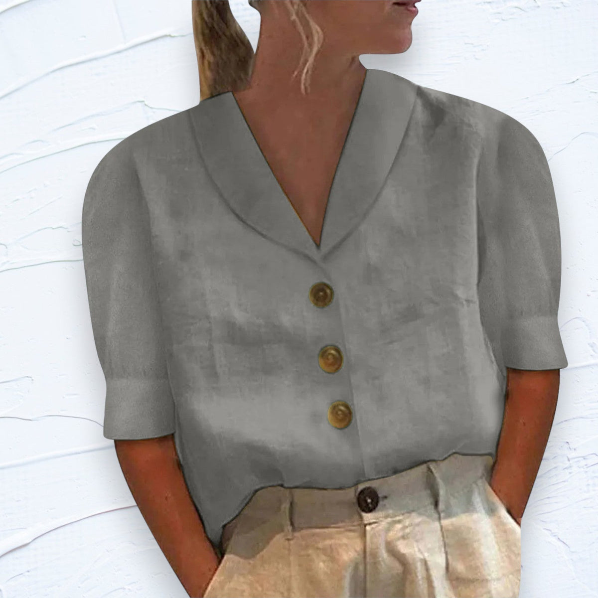 Van Beeck Amsterdam® | Knopblouse met Geknoopte Voorkant