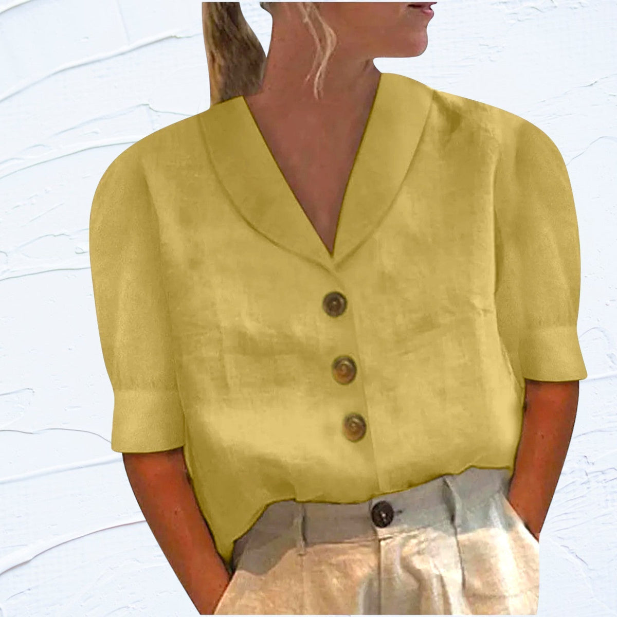 Van Beeck Amsterdam® | Knopblouse met Geknoopte Voorkant