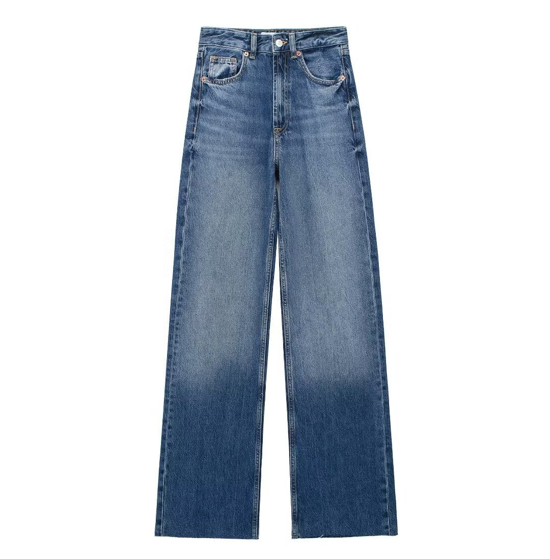 Van Beeck Amsterdam® | Blauwe Damesbroek Wide Leg