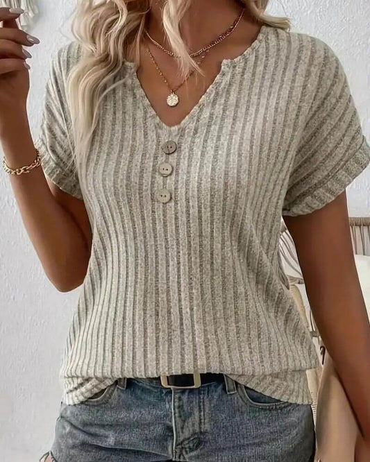 Van Beeck Amsterdam® | GEBREIDE BLOUSE MET V-HALS