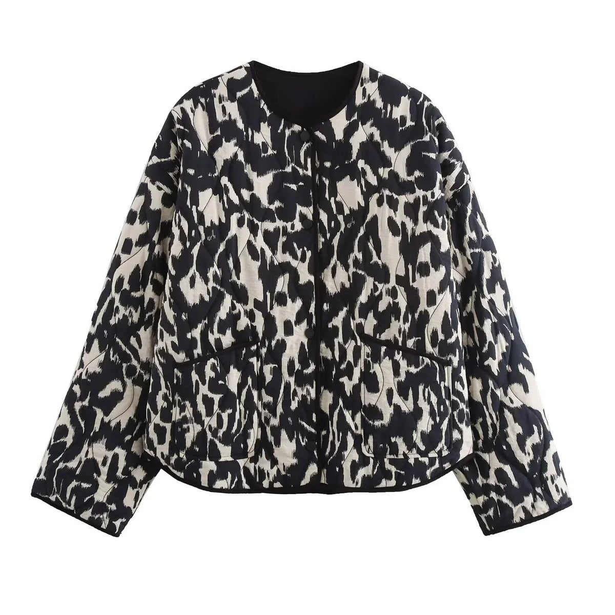 Van Beeck Amsterdam® | Modieuze Bedrukte Herfst Jas