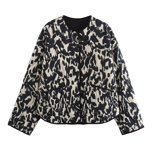 Van Beeck Amsterdam® | Modieuze Bedrukte Herfst Jas