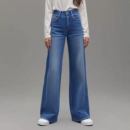 Van Beeck Amsterdam® | Blauwe Damesbroek Wide Leg