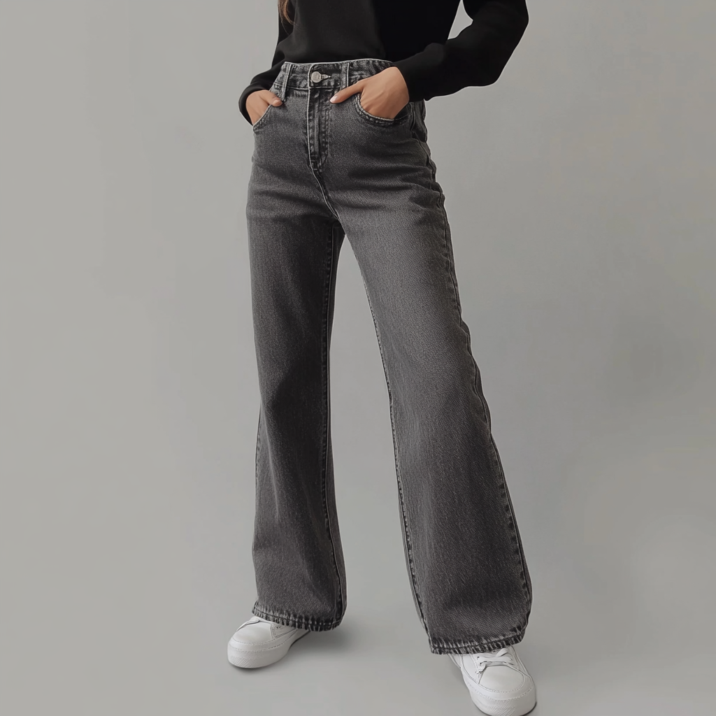 Van Beeck Amsterdam® | Grijze Damesbroek Wide Leg