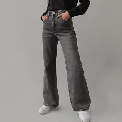 Van Beeck Amsterdam® | Grijze Damesbroek Wide Leg