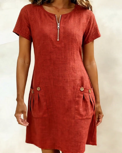 Van Beeck Amsterdam® | Katoenen jurk met ritssluiting