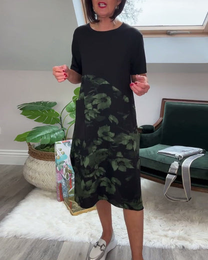 Van Beeck Amsterdam® | Patchworkjurk met Ronde Halslijn en Bloemenprint