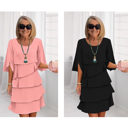 Van Beeck Amsterdam® | Elegante gelaagde jurk met ruchesmouwen voor dames