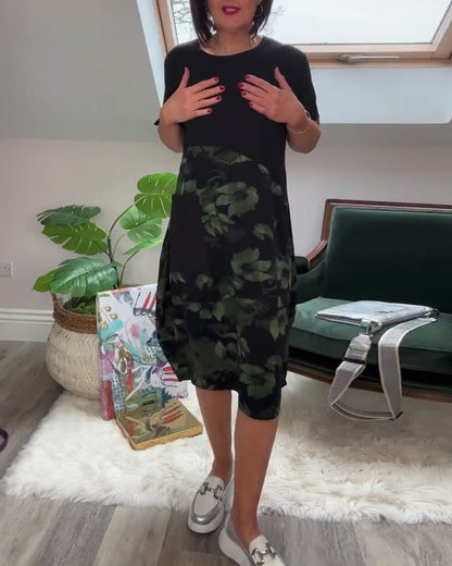 Van Beeck Amsterdam® | Patchworkjurk met Ronde Halslijn en Bloemenprint