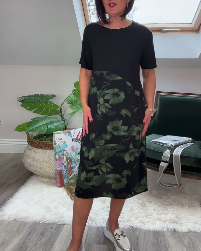 Van Beeck Amsterdam® | Patchworkjurk met Ronde Halslijn en Bloemenprint