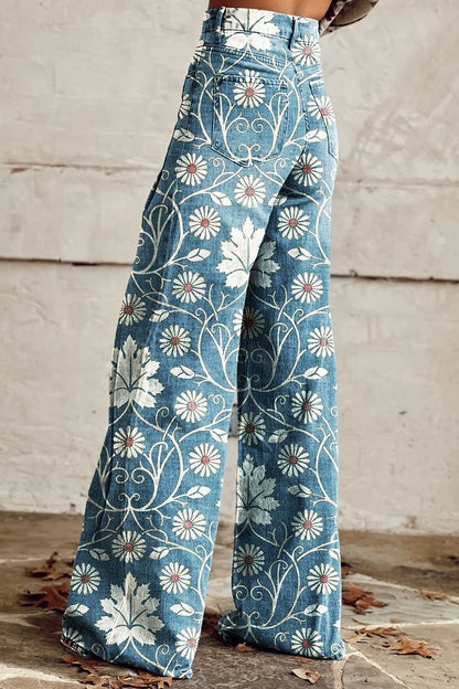 Van Beeck Amsterdam® | Elegante Boho Broek met Bloemenpatroon