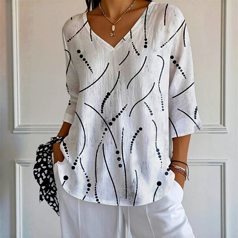 Van Beeck Amsterdam® | Blouse met speels lijnenspel en luchtige pasvorm