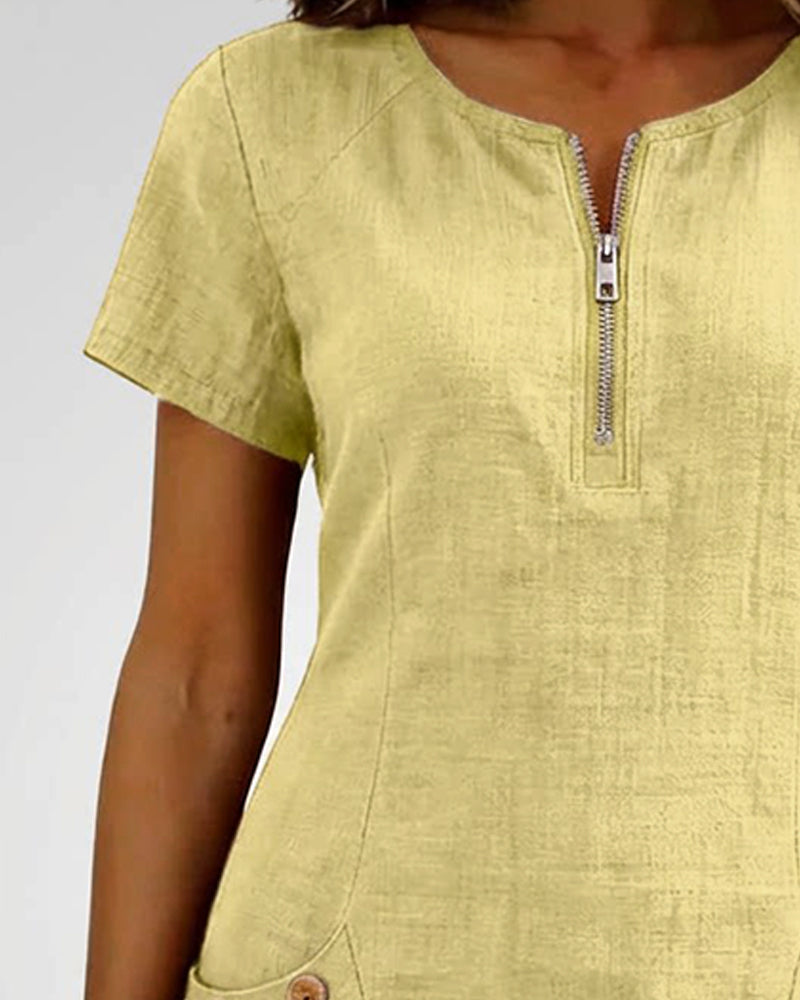 Van Beeck Amsterdam® | Katoenen jurk met ritssluiting