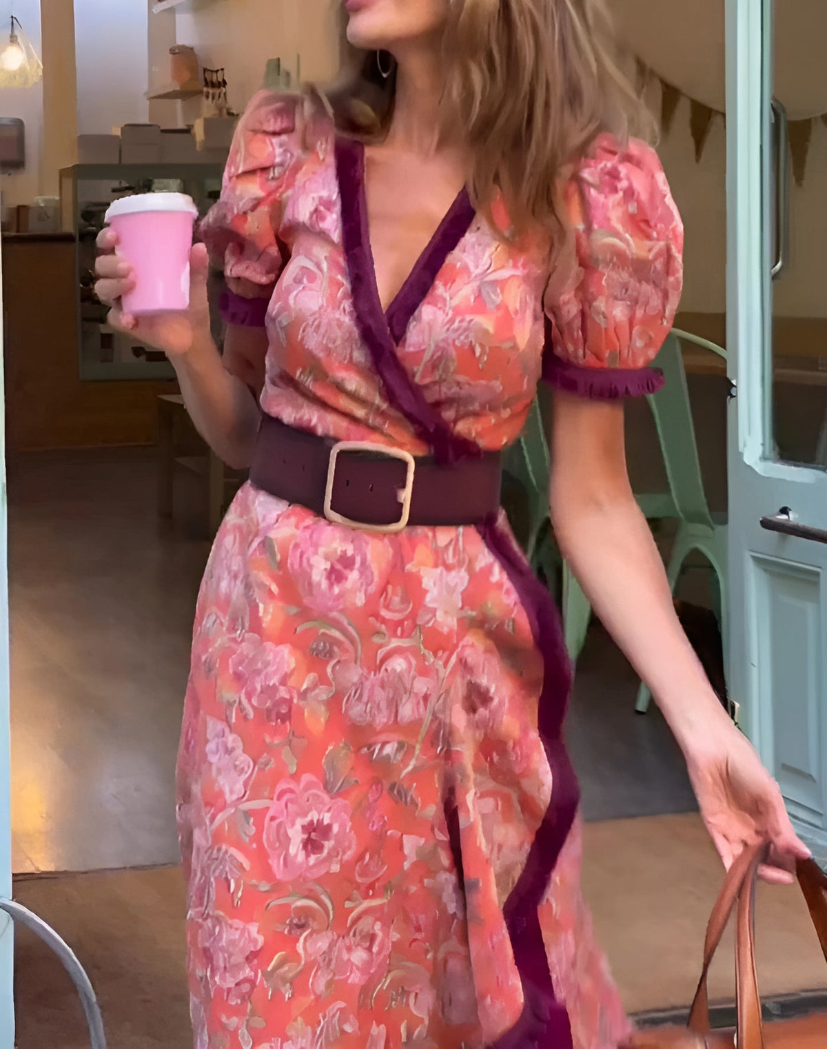 Van Beeck Amsterdam® | Elegante Roze Maxi Dress met Korte Mouwen