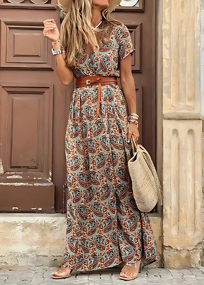 Van Beeck Amsterdam® | Luchtige boho maxi-jurk met bijpassende riem