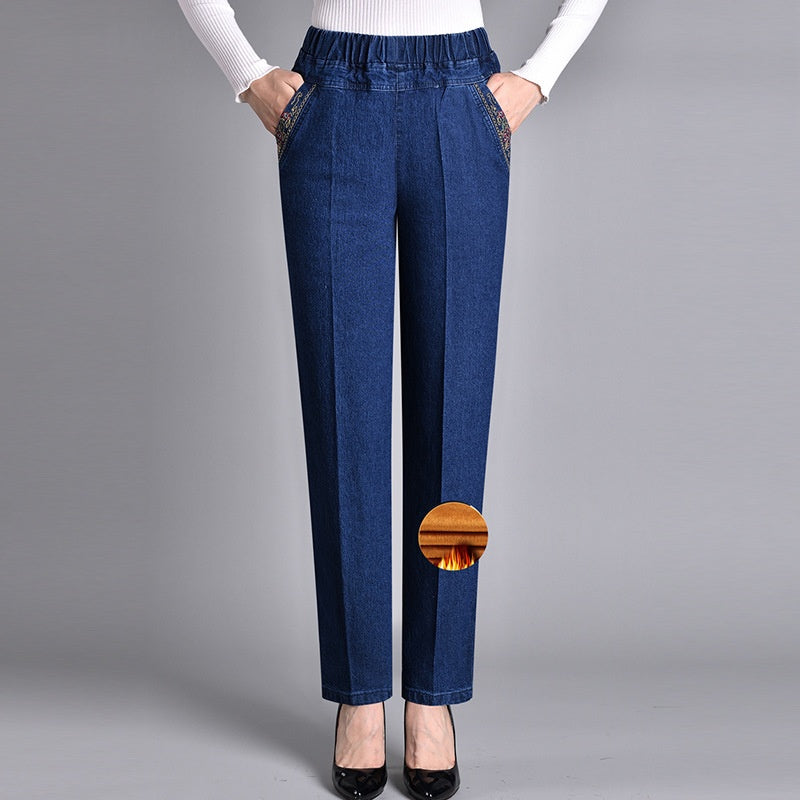 Van Beeck Amsterdam® | Damesjeans met Zijzakken en Elastische Taille