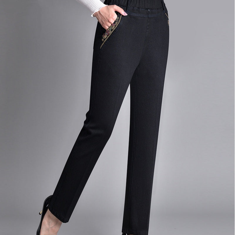 Van Beeck Amsterdam® | Damesjeans met Zijzakken en Elastische Taille