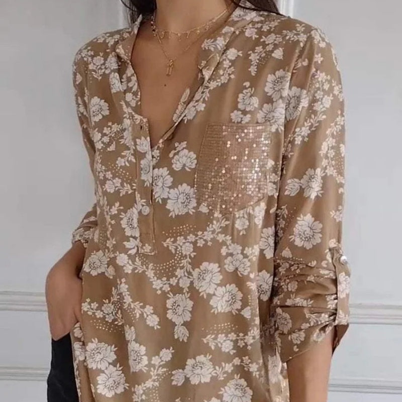 Van Beeck Amsterdam® | LANGERMIGE BLOEMENBLOUSE