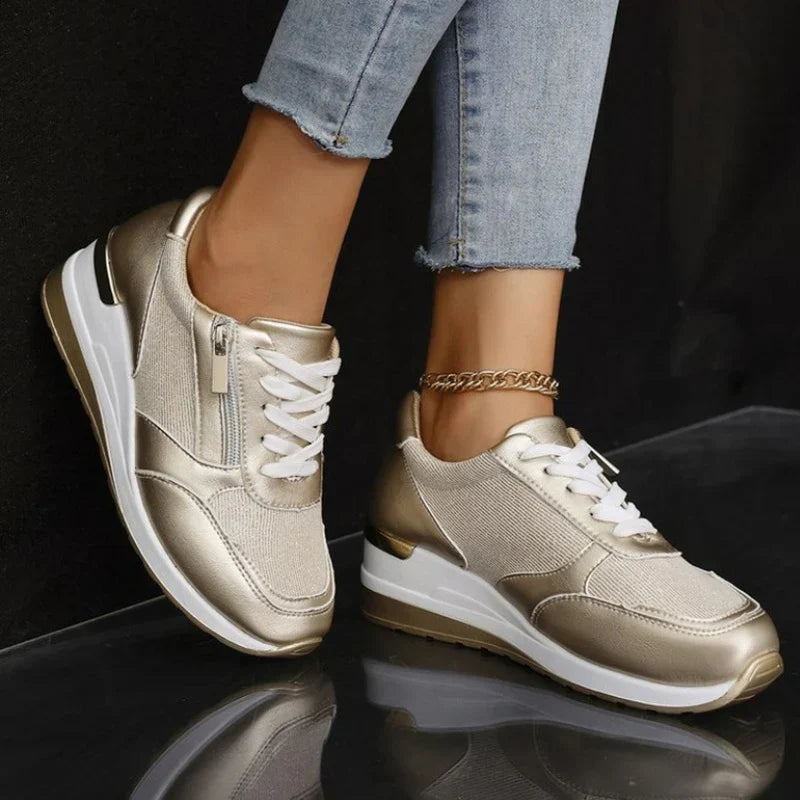 Van Beeck Amsterdam® | Comfortabele sneakers met veters en een zijrits voor dames