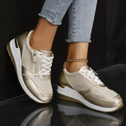 Van Beeck Amsterdam® | Comfortabele sneakers met veters en een zijrits voor dames